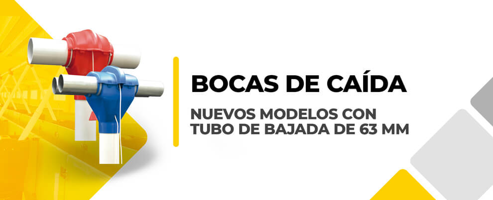 Nuevos modelos de boca de caída con tubo de bajada de 63 mm