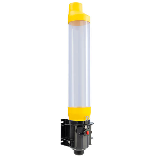vista del dispensador feeding ball amb conjunt de baixada amb tub de 8,5 litros